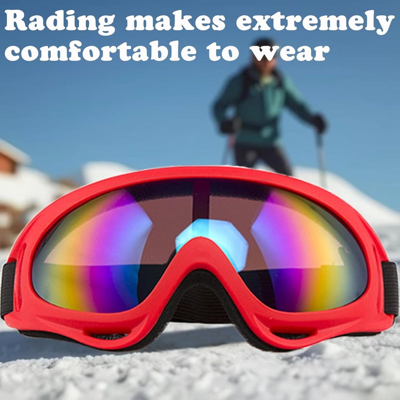 XILEDUO Ski Goggles Snowboard Goggles for Men Women Kids Winter Snow Windproof Sports Sunglasses Motorcycle ATV Glasses for Youth Adult Teens, UV Protection Foam Anti-Scratch Dustproof (Red) - Image 4